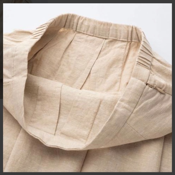 Uniqlo Linen ecru (cream-coloured) high-waisted skirt size S - Picture 3 of 12